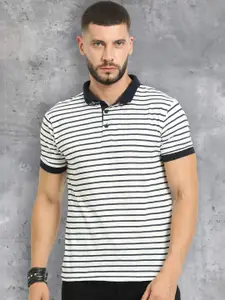 fanideaz Horizontal Striped Polo Collar Regular Fit Cotton Casual T-shirt