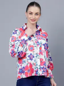 Albion Floral Printed Shirt Collar Cuff Sleeves Pure Cotton Casual Shirt Style Top