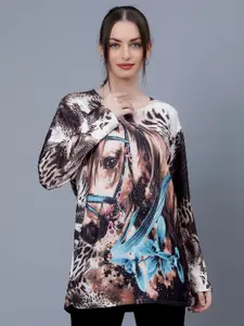 Albion Graphic Printed Bell Sleeves Longline Top