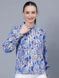 Albion Floral Printed Shirt Collar Shirt Style Top