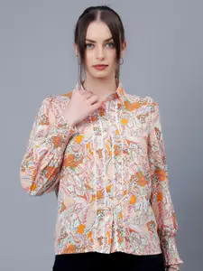 Albion Floral Print Shirt Collar Shirt Style Top