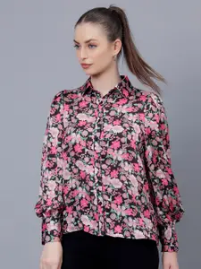 Albion Floral Printed Shirt Collar Shirt Style Top