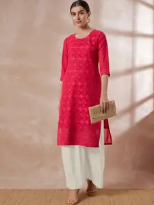 all about you Ethnic Motifs Embroidered Chikankari Georgette Kurta
