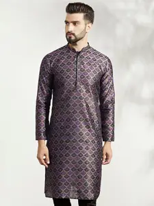 KISAH Ethnic Motifs Woven Design Mandarin Collar Kurta