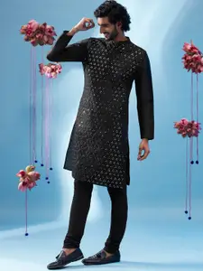 KISAH Geometric Embroidered Mirror Work Kurta