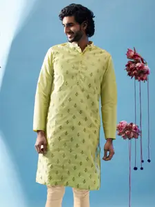 KISAH Ethnic Motifs Embroidered Mandarin Collar Kurta