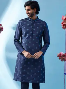 KISAH Floral Embroidered Thread Work Straight Kurta