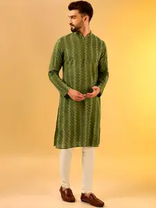 KISAH Men Textured Regular Fit Abstract Print Kurta