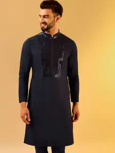 KISAH Men Tape Work Embellished Regular Fit Abstract Print Kurta