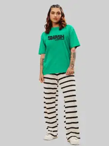 Leotude Hulk Printed Drop-Shoulder Sleeves Cotton Oversized T-shirt