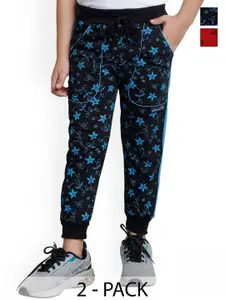 IndiWeaves Boys Pack Of 2 Printed Fleece Joggers