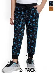IndiWeaves Boys Pack Of 2 Printed Fleece Joggers