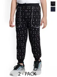 IndiWeaves Boys Pack Of 2 Printed Fleece Joggers