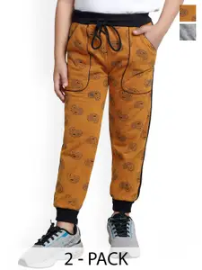 IndiWeaves Boys Pack Of 2 Printed Fleece Joggers