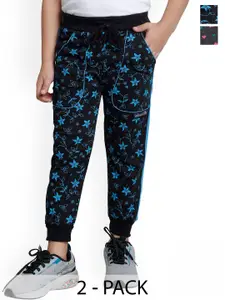 IndiWeaves Boys Pack Of 2 Conversational Printed Fleece Joggers