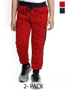 IndiWeaves Boys Pack Of 2 Floral Printed Fleece Joggers