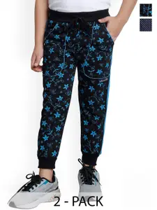IndiWeaves Boys Pack Of 2 Floral Printed Fleece Joggers