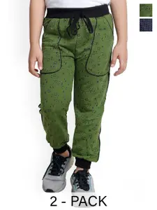 IndiWeaves Boys Pack Of 2 Abstract Printed Fleece Joggers