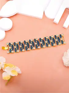 Estele Gold-Plated Crystal-Studded Link Bracelet