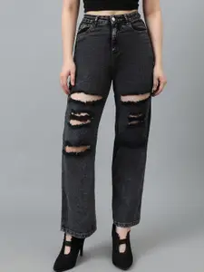 Kotty Women Jean Straight Fit High-Rise Highly Distressed Stretchable Jeans