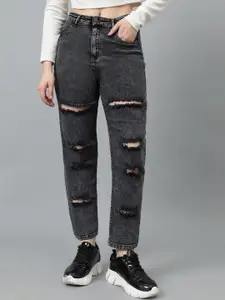 Kotty Women Grey Jean High-Rise Highly Distressed Stretchable Jeans