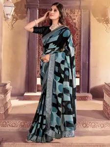 Saree mall Geometric Printed Zari Pure Georgette Saree