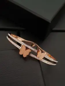 Jewels Galaxy American Diamond Rose Gold-Plated Bangle-Style Bracelet