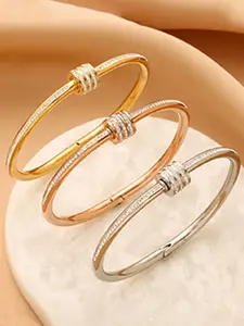 Jewels Galaxy Women Set Of 3 American Diamond Gold-Plated Bangle-Style Bracelet