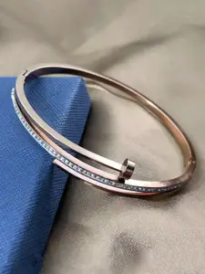 Designs & You Rose Gold-Plated American Diamond -Studded Bangle-Style Bracelet