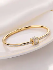 Designs & You American Diamond Stainless Steel Gold-Plated Bangle-Style Bracelet
