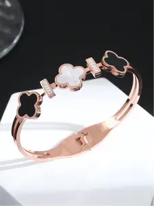 Designs & You Mother of Pearl Rose Gold-Plated Bangle-Style Bracelet