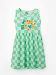 The Souled Store Girls Sleeveless Checked Fit & Flare Dress