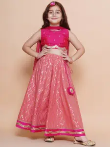Bitiya by Bhama Girls Embroidered Ready to Wear Lehenga & Blouse With Dupatta