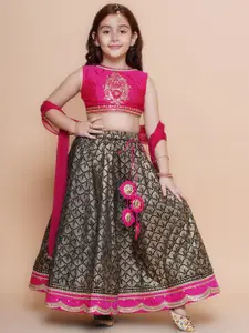 Bitiya by Bhama Girls Embroidered Gotta Patti Ready to Wear Lehenga & Blouse With Dupatta