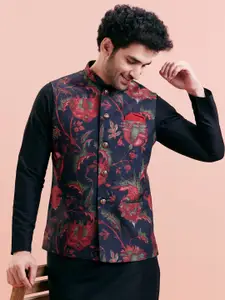 KISAH Men Floral Printed Regular Fit Nehru Jacket