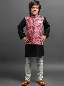 VESHAM Boys Mandarin Collar Regular Kurta With Pyjamas & Nehru Jacket