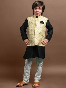 VESHAM Boys Mandarin Collar Kurta with Pyjamas With Nehru Jacket
