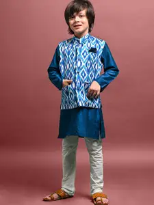 VESHAM Boys Woven Design Kurta And Pyjamas With Nehru jacket