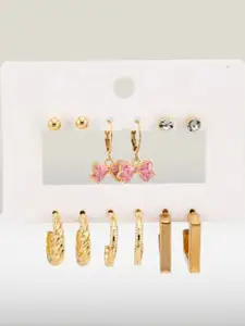 KRYSTALZ Set Of 6 Gold-Plated Earrings