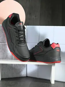 HRX by Hrithik Roshan Men Black & Red Colourblocked Lightweight Comfort Skate Shoes