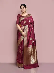elora Ethnic Motifs Woven Design Zari Silk Blend Banarasi Saree