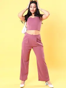 Freehand Purple Shoulder Straps Top  Trousers
