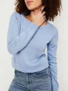 max Round Neck Long Sleeves Acrylic Pullover Sweaters