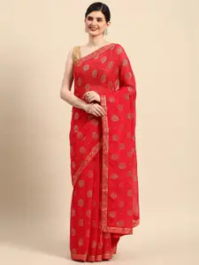 KALINI Floral Printed Zari Silk Blend Saree