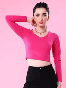 Freehand Round Neck Fitted Crop Top