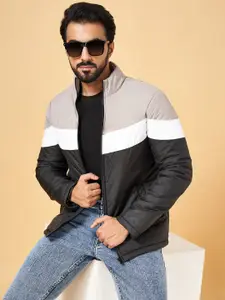 YU by Pantaloons Mock Collar Colourblocked Bomber Jacket