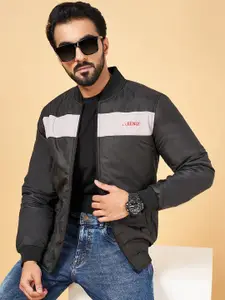 YU by Pantaloons Colourblocked Stand Collar Long Sleeve Bomber Jacket