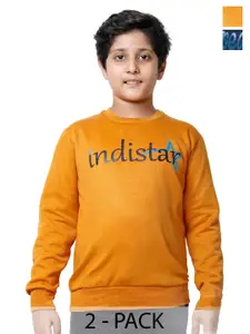 IndiWeaves Boys Pack Of 2 Typography Printed Fleece Pullover