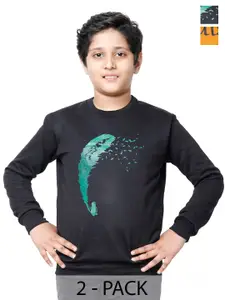 IndiWeaves Boys Pack Of 2 Printed Fleece Pullover Sweatshirt