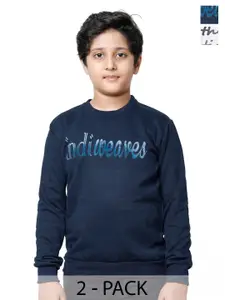 IndiWeaves Boys Pack Of 2 Typography Printed Fleece Pullover